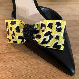 Hand Crafted Shoe Clip Shoe Bows Yellow with Black and White 4” x 1 1/2” Decor